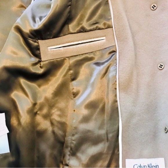 Calvin Klein Ladies Wool Cashmere Blend Classic Pea Coat XS Camel Pockets New - Picture 15 of 16